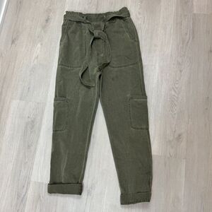 Cloth and Stone Paperbag Pants Womens Small Green Tie Waist